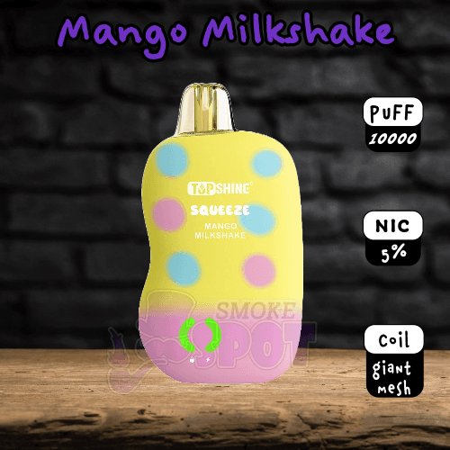 Mango Milkshake Top Shine Squeeze 10000 Disposable Vape with 10,000 puffs and rechargeable battery