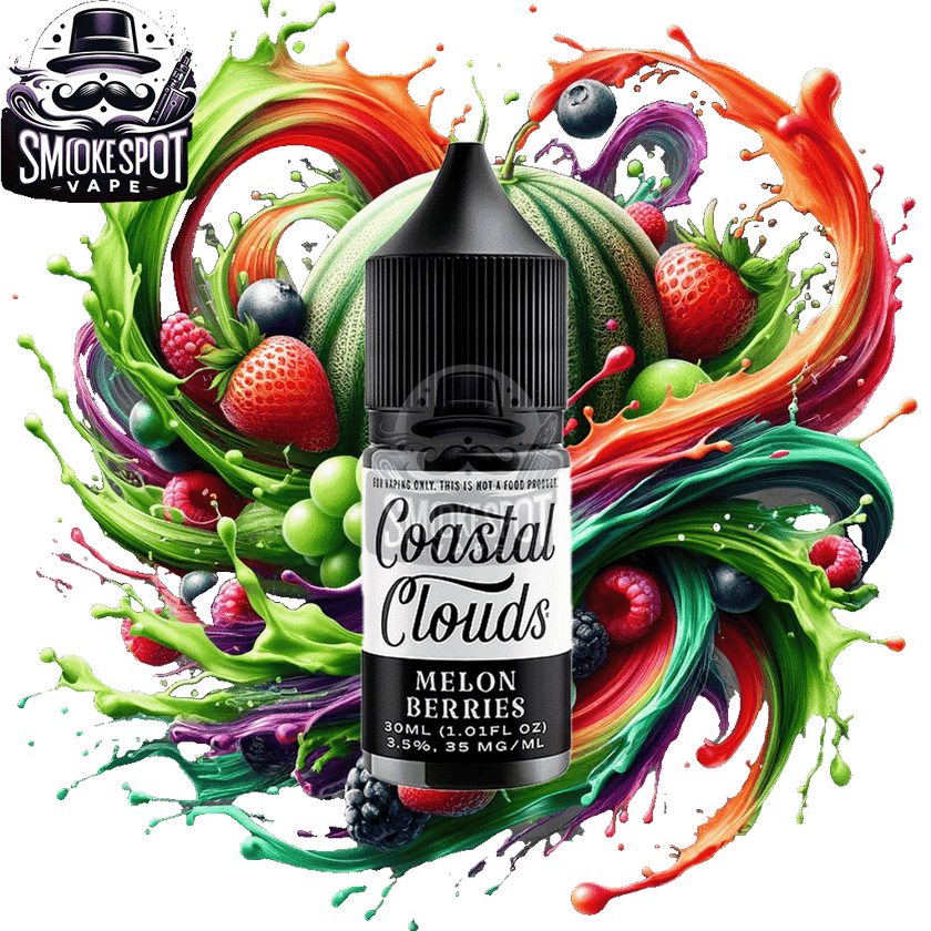 Melon Berries 50MG Coastal Clouds 30ML Salt Nicotine E-Juice Bottle Front View