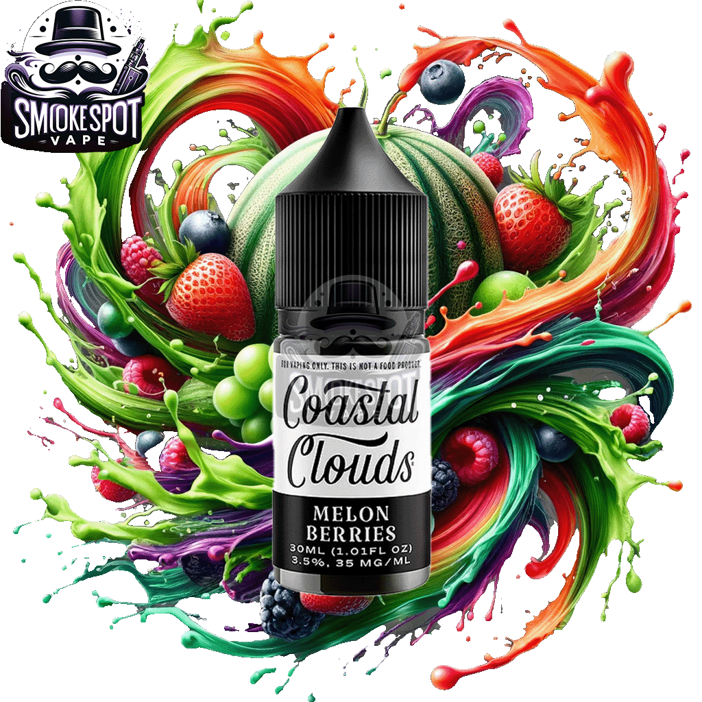 Melon Berries 50MG Coastal Clouds 30ML Salt Nicotine E-Juice Bottle Front View