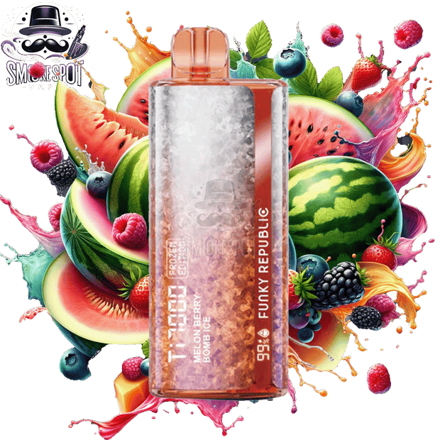 Melon Berry Bomb Ice Funky Republic TI 7000 Disposable Vape Front View