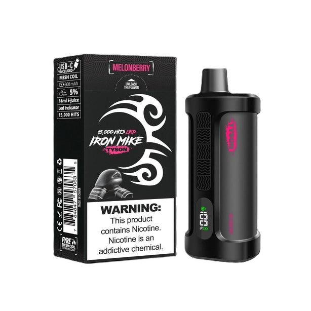Melon Berry Iron Mike Tyson 15000 Disposable Vape with sweet melon and berry flavor