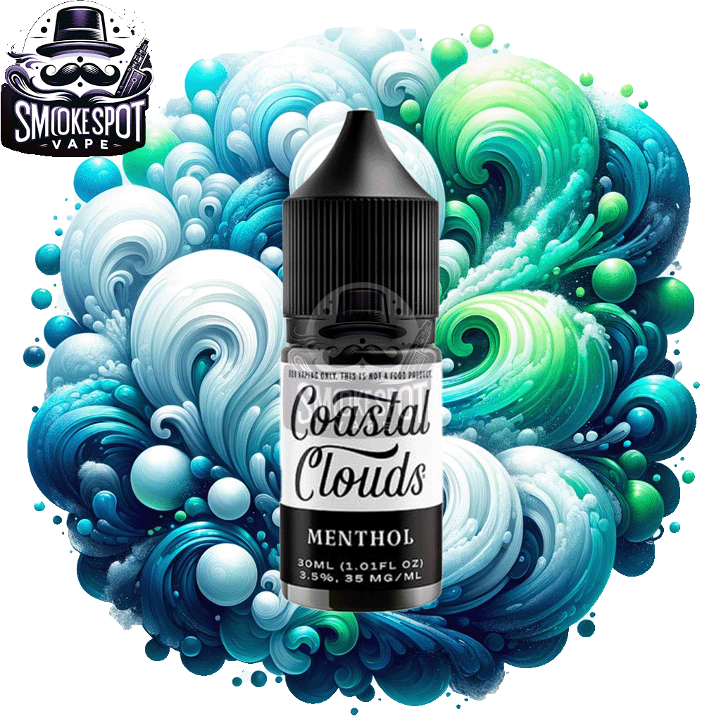Menthol 35MG Coastal Clouds 30ML nicotine salt e-juice bottle with mint and menthol flavor