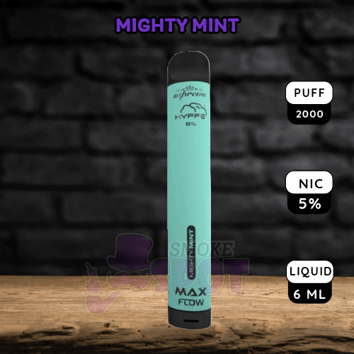 Hyppe Max Flow 2000 Puffs Mighty Mint Disposable Vape with refreshing mint flavor