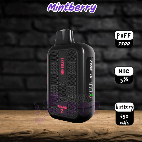Mint Berry Tyson Round 2 7500 Disposable Vape with 5% Nicotine Salt and Mesh Coil Technology