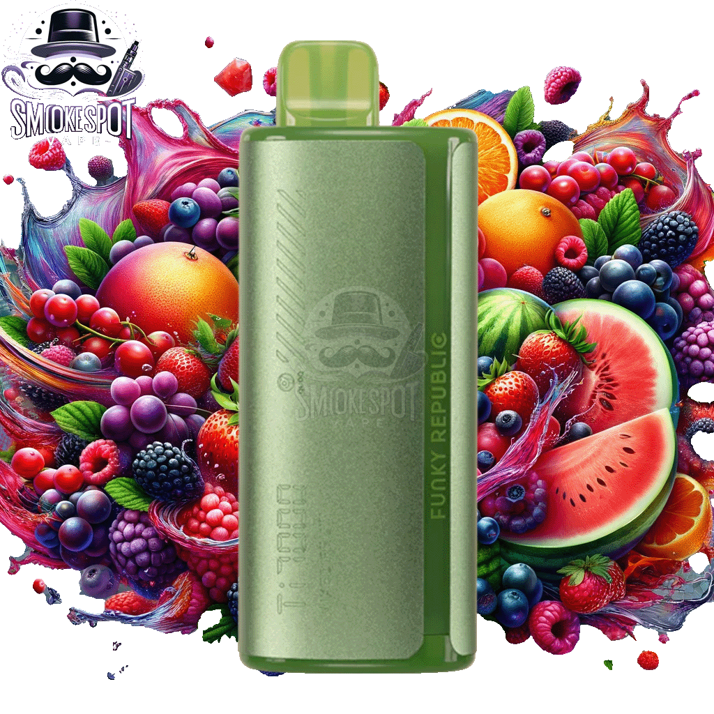 Mixed Fruit Funky Republic TI 7000 Disposable Vape Front View with Mixed Fruit Flavor