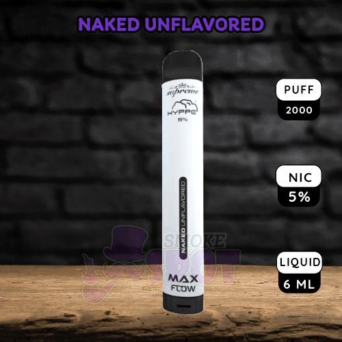 Hyppe Max Flow 2000 Puffs Disposable Vape - Naked Unflavored flavor with 900mAh battery and 6ml e-juice capacity