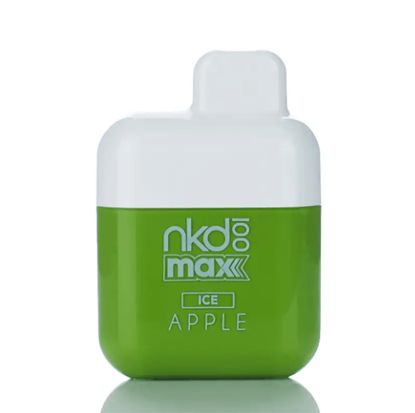 Apple Ice NKD100 Max disposable vape with 5% nicotine, featuring a refreshing apple and menthol blend.