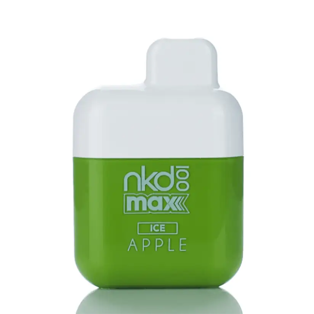 Apple Ice NKD100 Max disposable vape with 5% nicotine, featuring a refreshing apple and menthol blend.