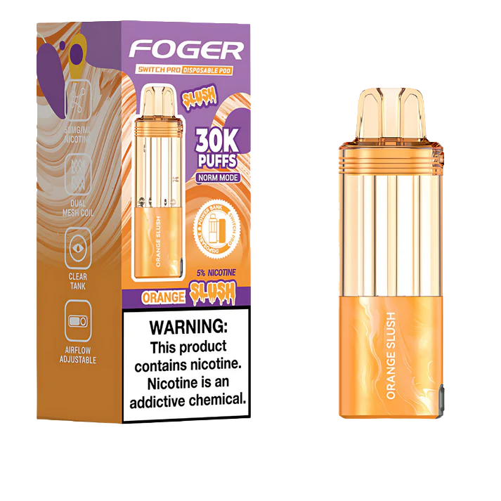 Foger Switch Pod Refill 30K Orange Slush - vibrant orange citrus vape pod with icy finish