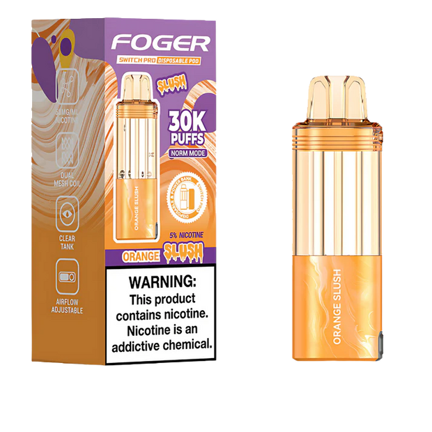Foger Switch Pod Refill 30K Orange Slush - vibrant orange citrus vape pod with icy finish