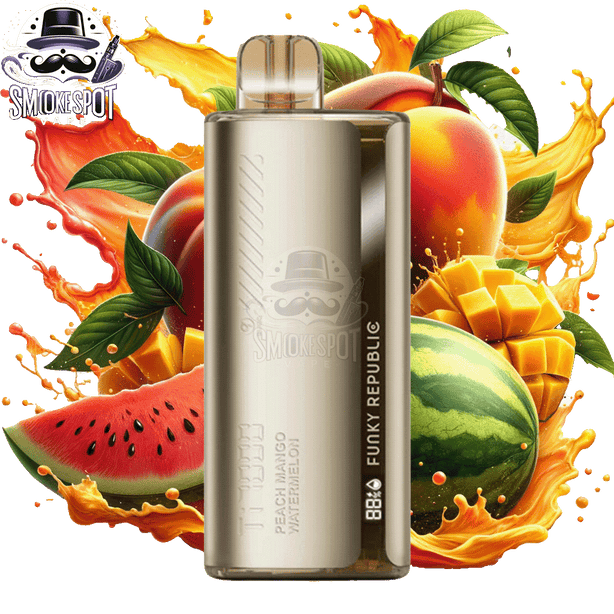 Peach Mango Watermelon Funky Republic TI 7000 Disposable Vape Front View - Rechargeable 7000 Puffs