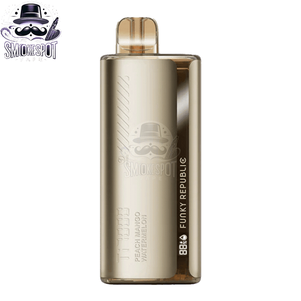 Peach Mango Watermelon Funky Republic TI 7000 Disposable Vape Side View - Digital Display and USB-C Charging