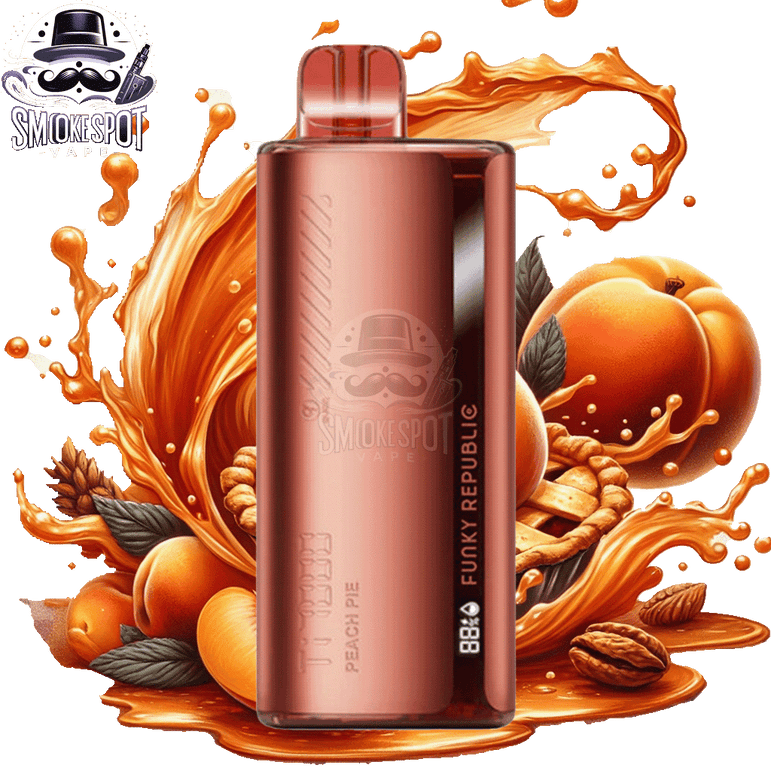 Peach Pie Funky Republic TI 7000 Disposable Vape Front View with Peach Pie Flavor