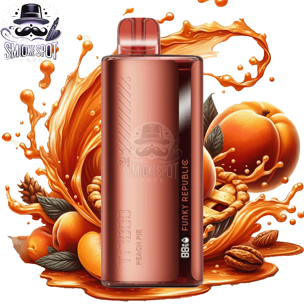 Peach Pie Funky Republic TI 7000 Disposable Vape Front View with Peach Pie Flavor