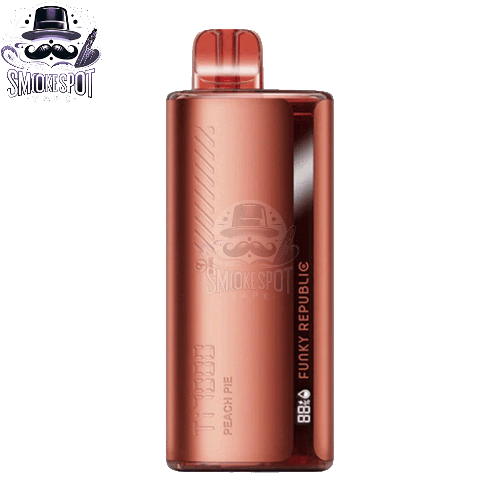 Peach Pie Funky Republic TI 7000 Disposable Vape Side View Showing Display Screen