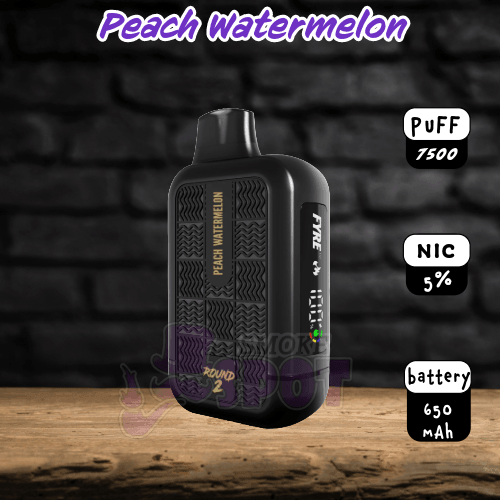 Peach Watermelon Tyson Round 2 7500 Disposable Vape with 5% Nicotine Salt and Mesh Coil Technology