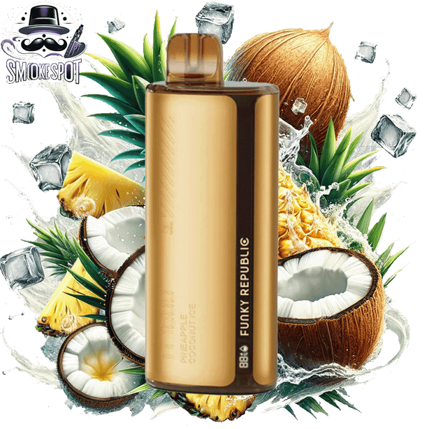 Pineapple Coconut Ice Funky Republic TI 7000 Disposable Vape Front View - Tropical Flavor Disposable Vape