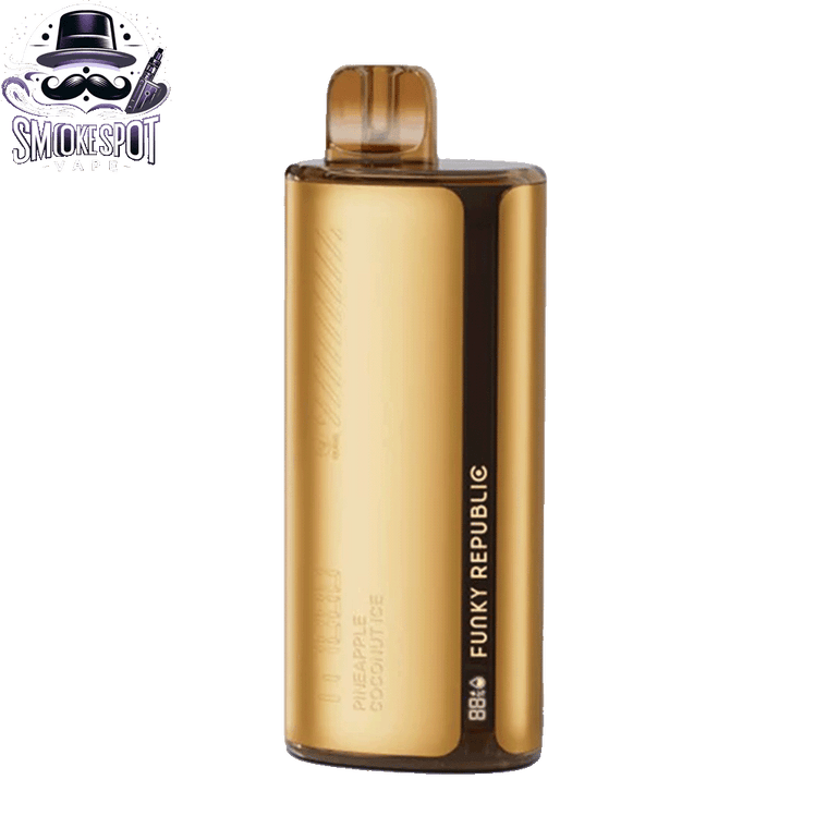 Pineapple Coconut Ice Funky Republic TI 7000 Disposable Vape Side View - Rechargeable 7000 Puffs Vape
