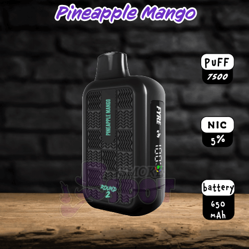 Pineapple Mango Tyson Round 2 7500 Disposable Vape with mesh coil technology and 5% nicotine salt