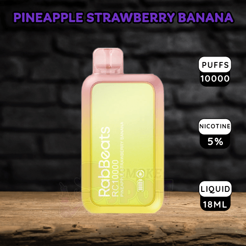Pineapple Strawberry Banana Rabbeats RC10000 Disposable Vape with 10000 puffs and tropical fruit flavor