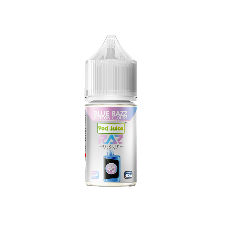 Salt Pod Juice 30ML 55MG - Raz Gush (Blue Razz Cotton Clouds)