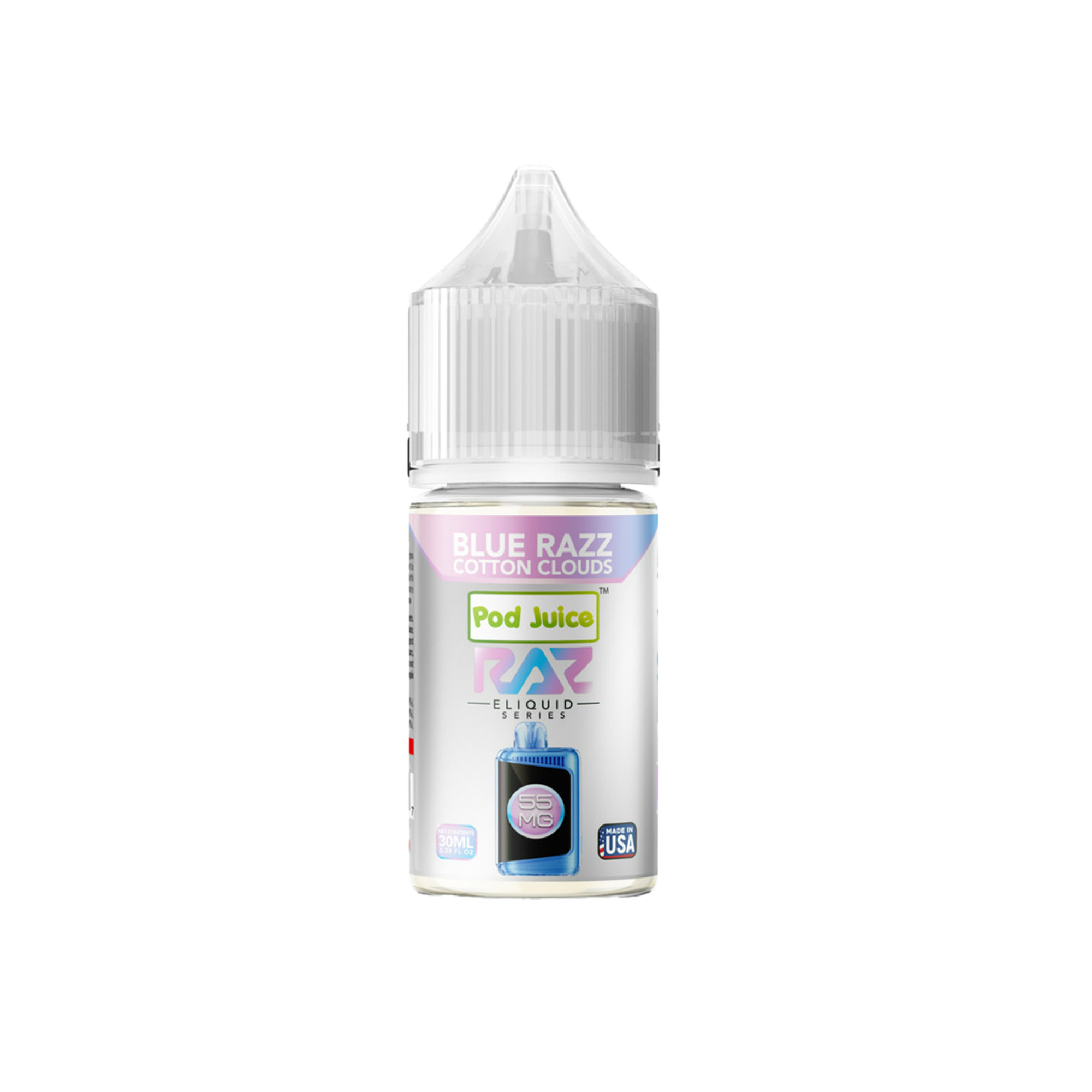 Salt Pod Juice 30ML 55MG - Raz Gush (Blue Razz Cotton Clouds)
