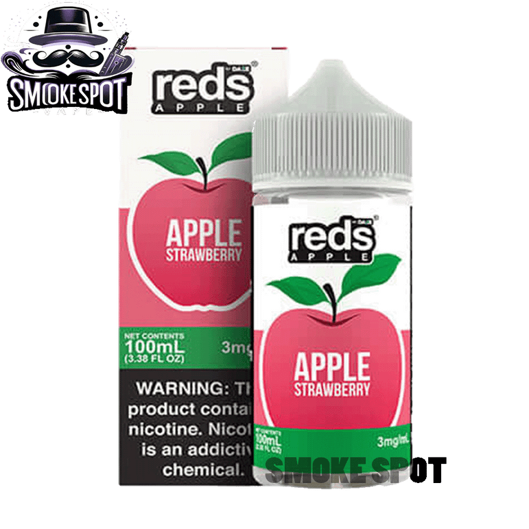 7-DAZE Strawberry Reds 100ml 6mg vape juice bottle with red apple and strawberry flavor