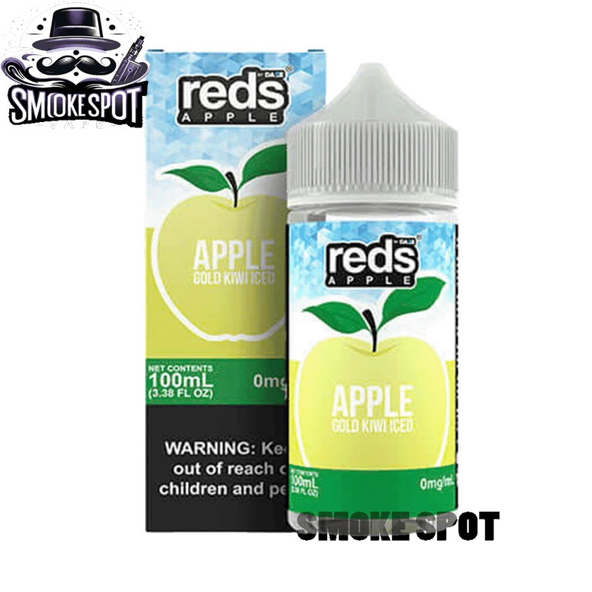 Gold Kiwi Ice Reds 100ml 3mg e-juice bottle with kiwi, apple, and menthol flavor