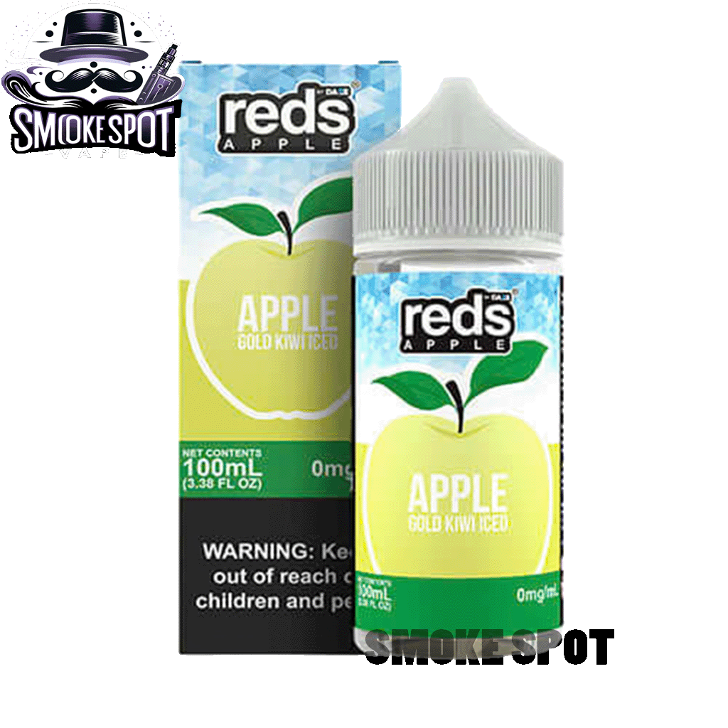 Gold Kiwi Ice Reds 100ml 3mg e-juice bottle with kiwi, apple, and menthol flavor