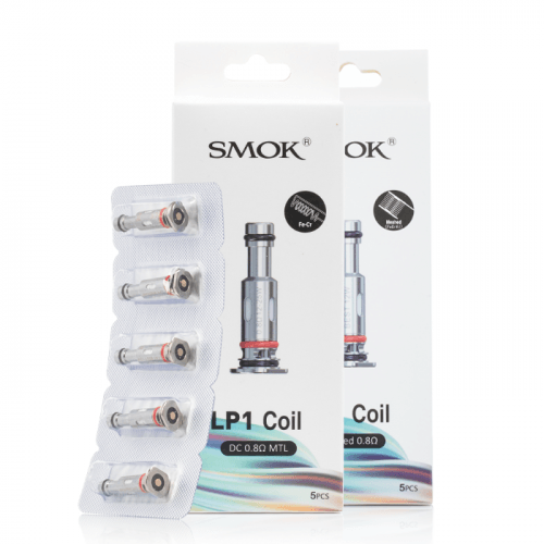 Close-up of SMOK LP1 COIL 5PK mesh vape coils showing resistance options