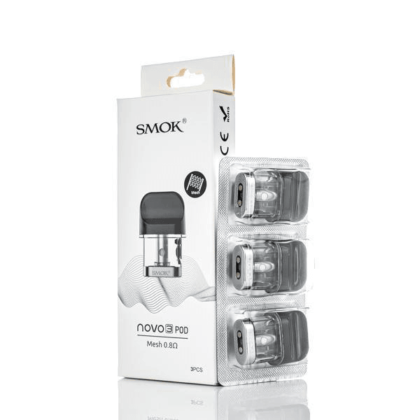 SMOK NOVO 3 Replacement Pod 3PK with 0.8 Mesh Coils - Compatible with Novo and ProPod Devices