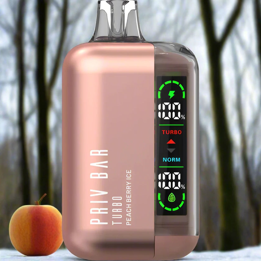 Peach Berry Ice Smok Priv Bar Turbo 15000 Disposable Vape with fruity and menthol flavor