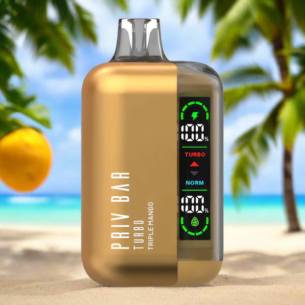 Triple Mango Smok Priv Bar Turbo 15000 disposable vape with rich mango flavor