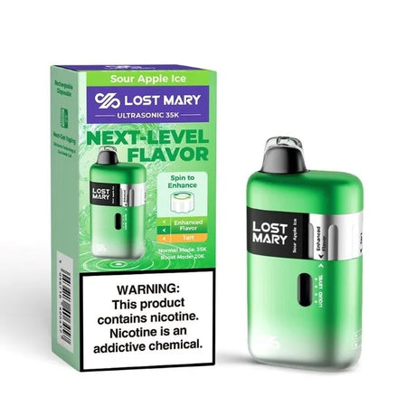 sour apple lost mary ultrasonic 35k 
disposable vape & packaging