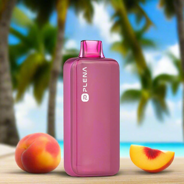 Juicy Peach Plena 18K disposable vape device with sweet peach flavor