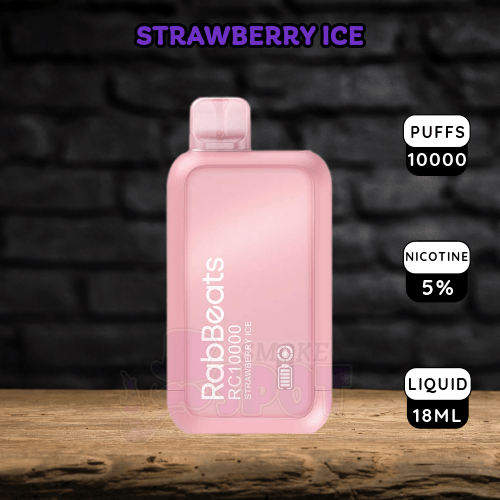 Strawberry Ice Rabbeats RC10000 Disposable Vape with 10,000 puffs and rechargeable battery