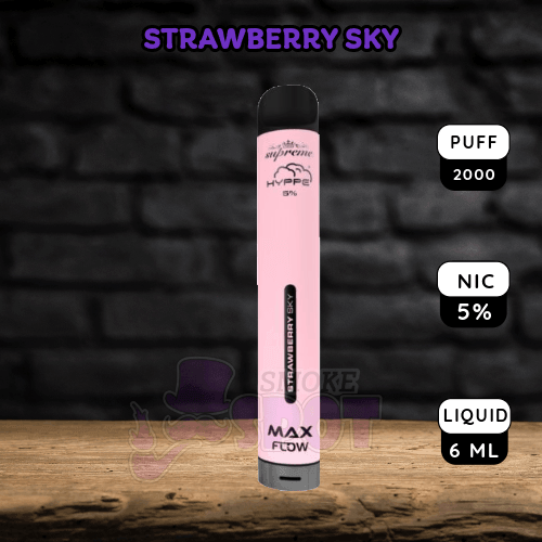 Hyppe Max Flow 2000 Puffs Disposable Vape in Strawberry Sky flavor with 5% nicotine and 6ml e-juice capacity