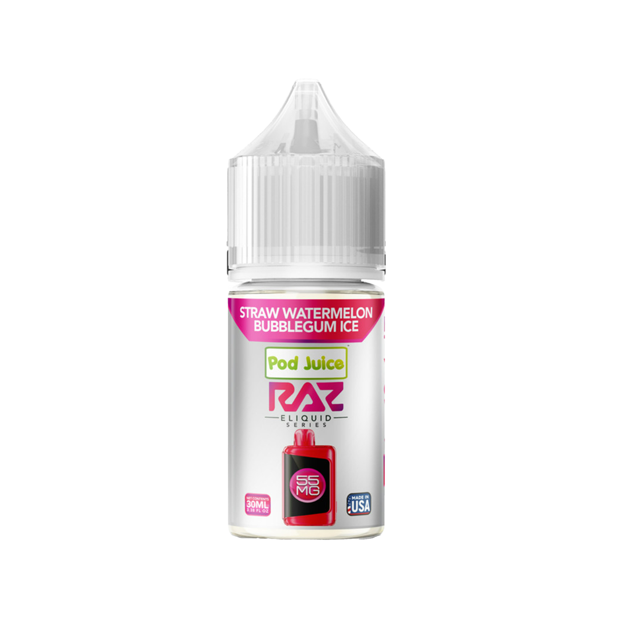 Salt Pod Juice 30ML 55MG - Raz Gush (Straw Watermelon Bubblegum Ice)