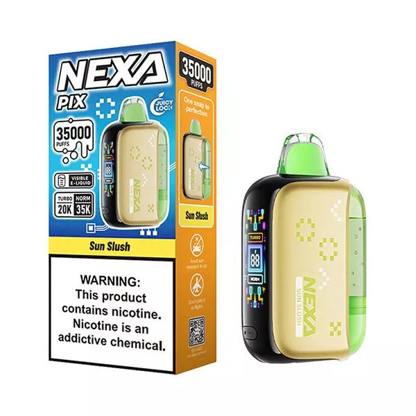 SUN SLUSH NEXA PIX 35K disposable vape with tropical citrus flavor