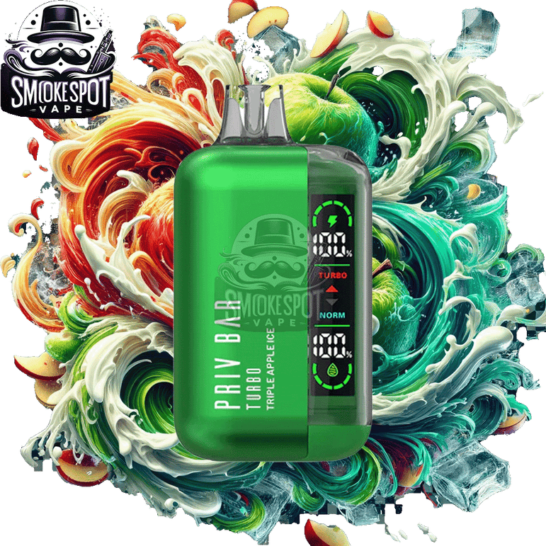 Smok Priv Bar Turbo 15000 Triple Apple Ice disposable vape device front view