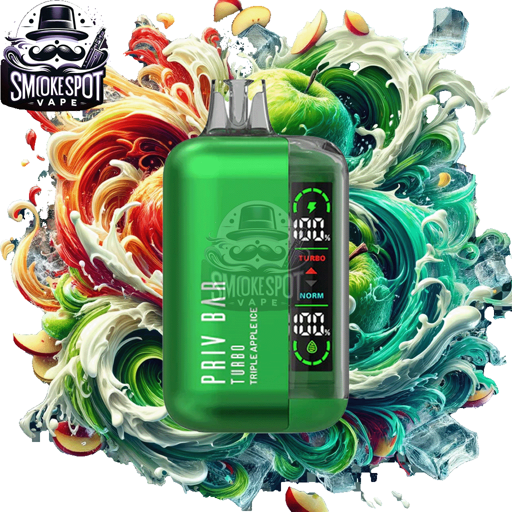 Smok Priv Bar Turbo 15000 Triple Apple Ice disposable vape device front view