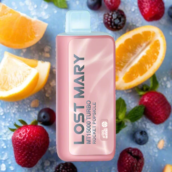 Rocket Popsicle Lost Mary MT 15000 Turbo disposable vape device with fruity flavor