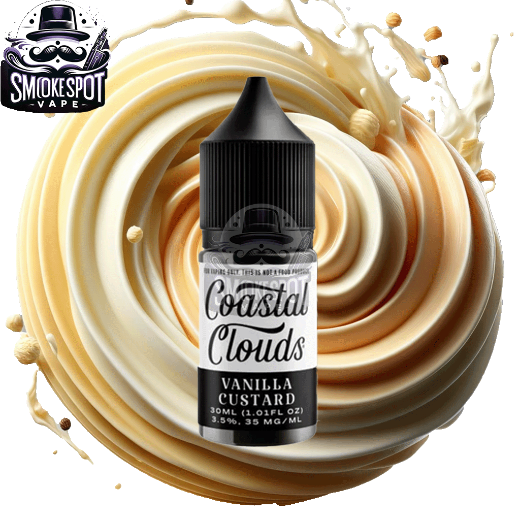 Vanilla Custard 35MG Coastal Clouds 30ML E-Juice Bottle Front View