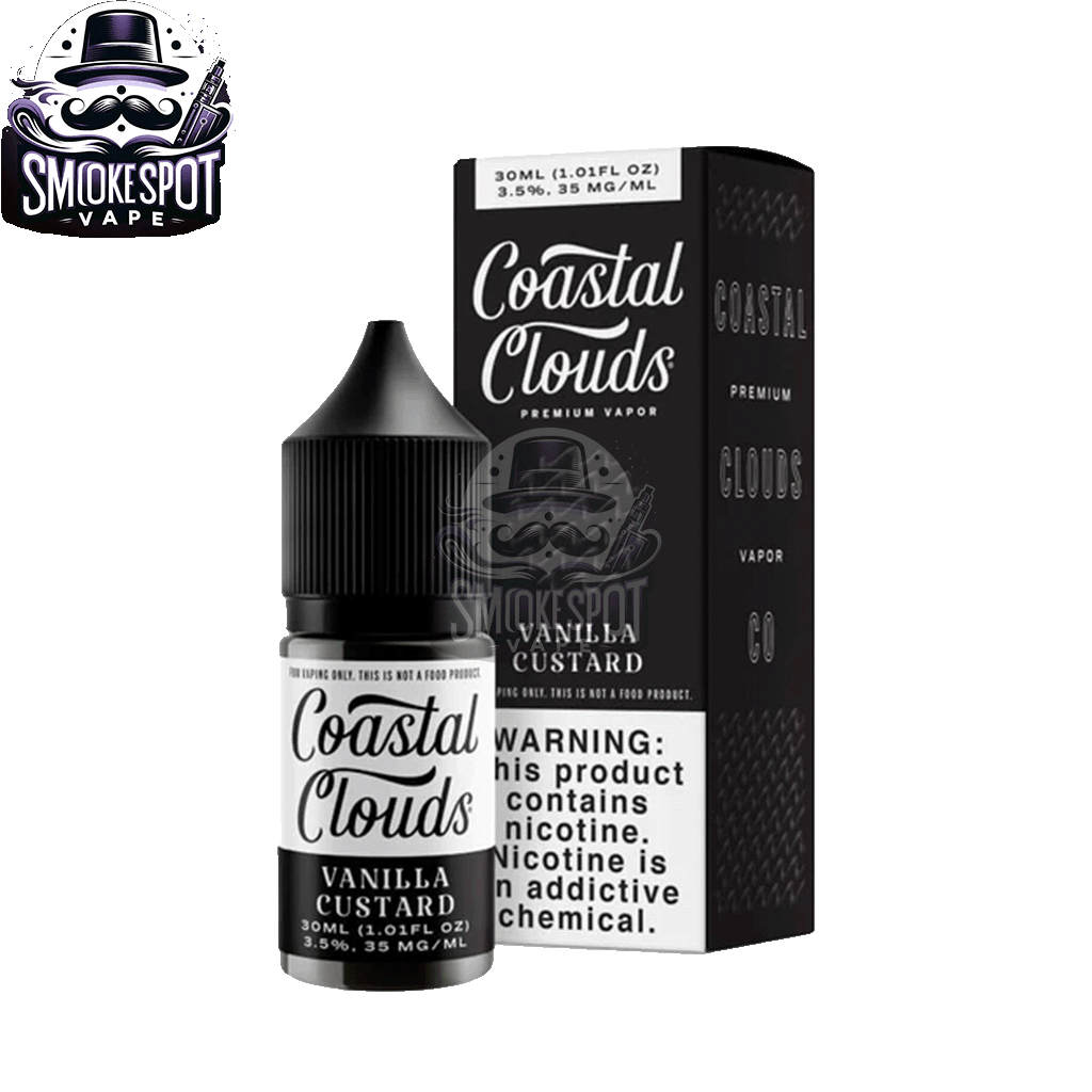 Vanilla Custard 50MG Coastal Clouds 30Ml E-Juice Bottle Side View