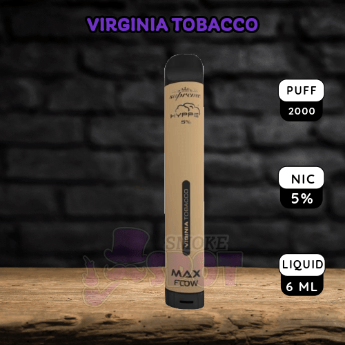 Hyppe Max Flow 2000 Puffs Disposable Vape in Virginia Tobacco Flavor with Adjustable Airflow