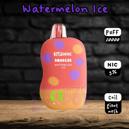 Watermelon Ice Top Shine Squeeze 10000 - Watermelon Ice Top Shine Squeeze 10000 - undefined - DISPOSABLE - smokespotvape.com