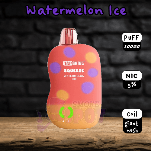Watermelon Ice Top Shine Squeeze 10000 Disposable Vape with 10000 puffs and rechargeable battery