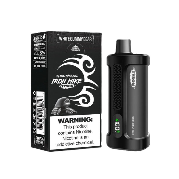 White Gummy Bear Iron Mike Tyson 15000 Disposable Vape with sweet fruity flavor