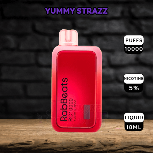 Rabbeats RC10000 Yummy Strazz disposable vape with strawberry raspberry gummy candy flavor
