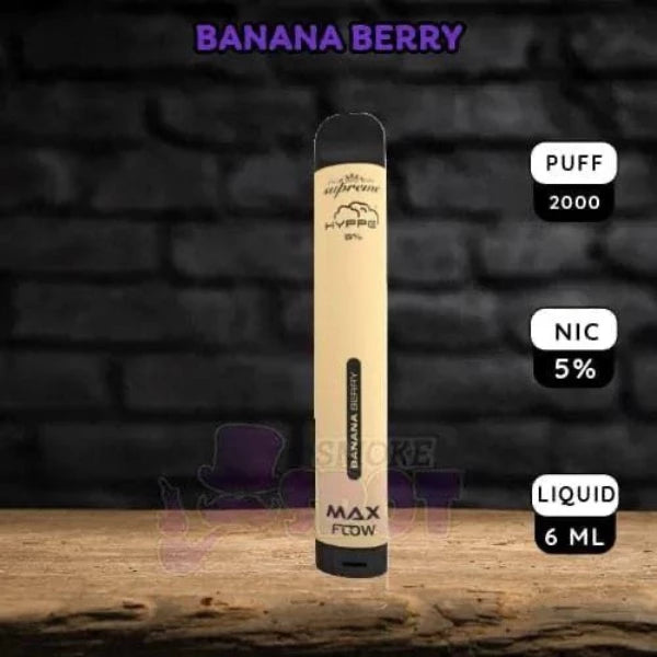 Hyppe Max Flow 2k Banana Berry Disposable Vape with 2000 puffs and adjustable airflow